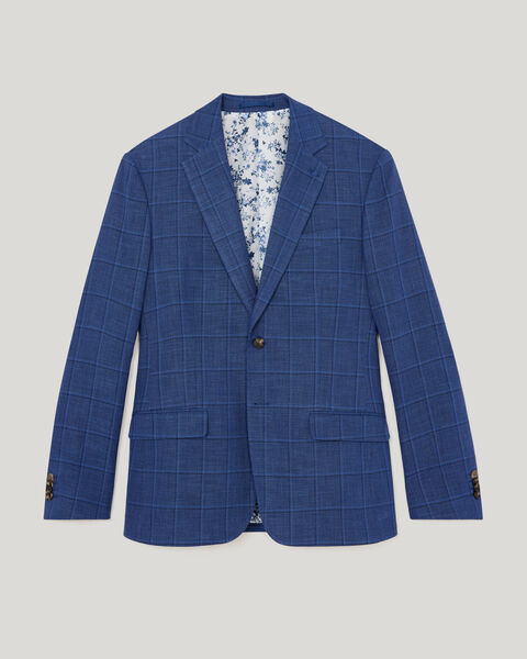 Windowpane Check Blazer, Blue, hi-res